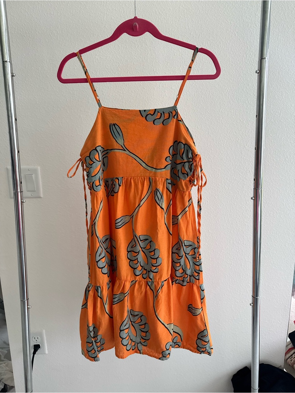 TopMark Orange Floral Tie-Strap Dress